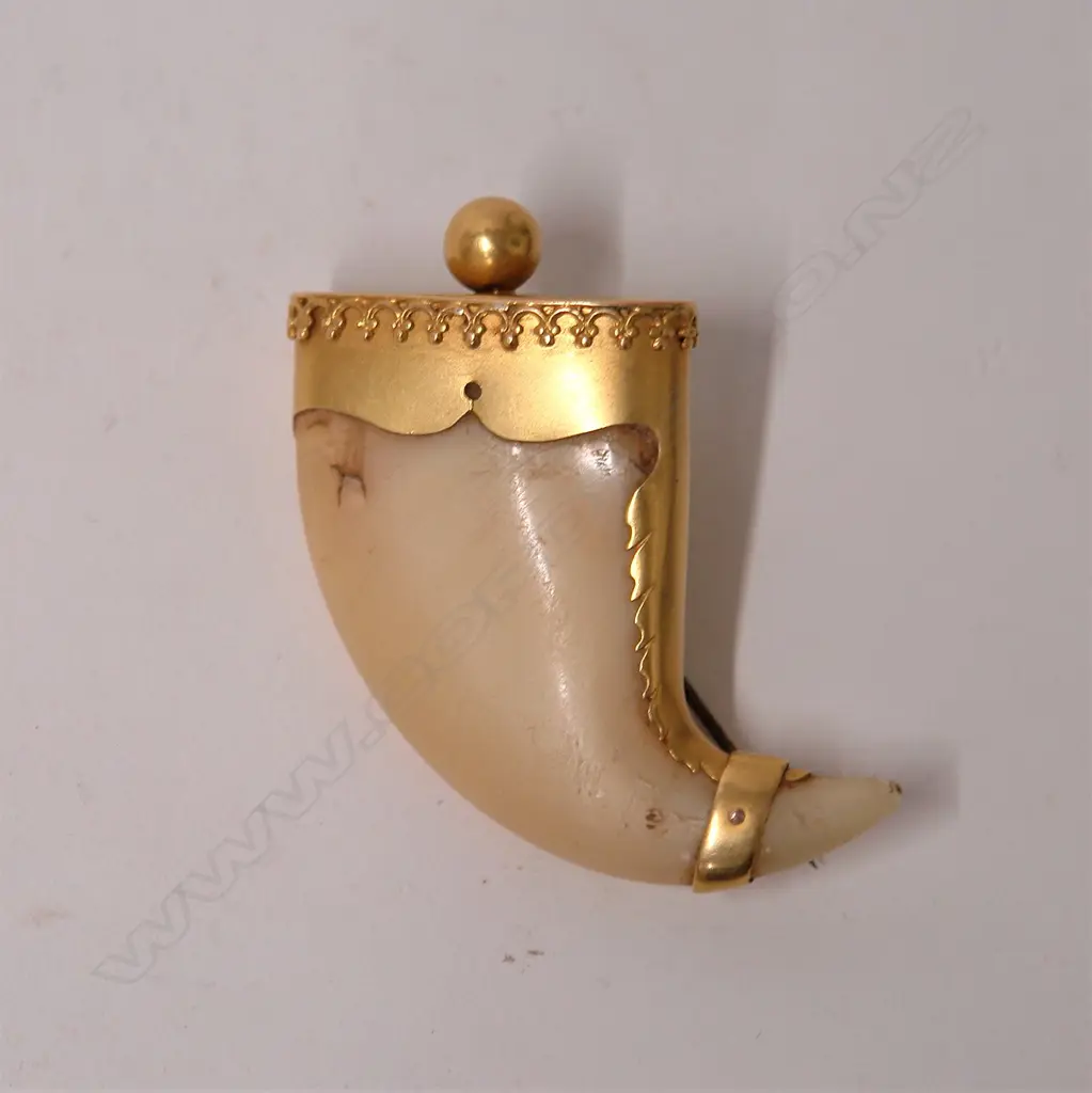 A 19thC N.Z. 'K&B' (H. Kohn & L.N. Benjamin) gilded 18ct. rose gold large lion's claw brooch Image 1++