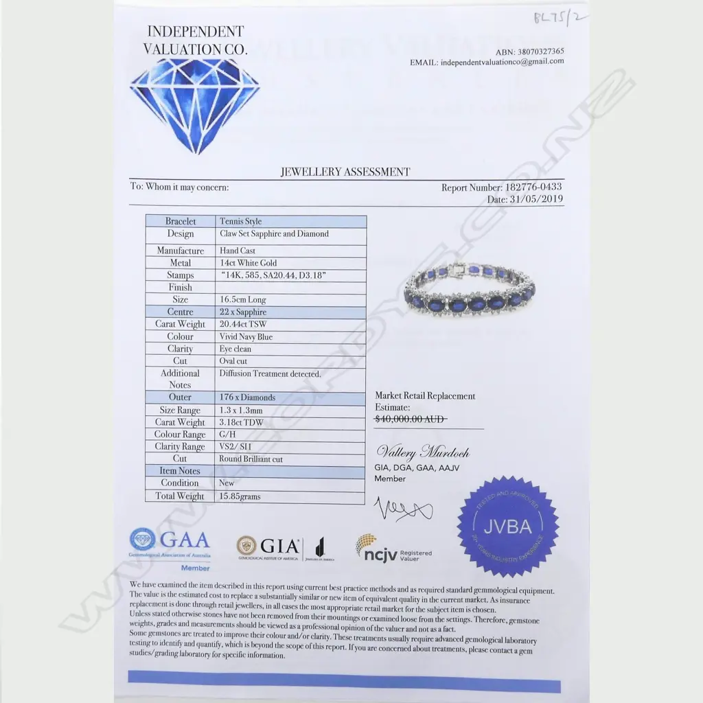 A 14ct white gold sapphire and diamond bracelet Image 1++