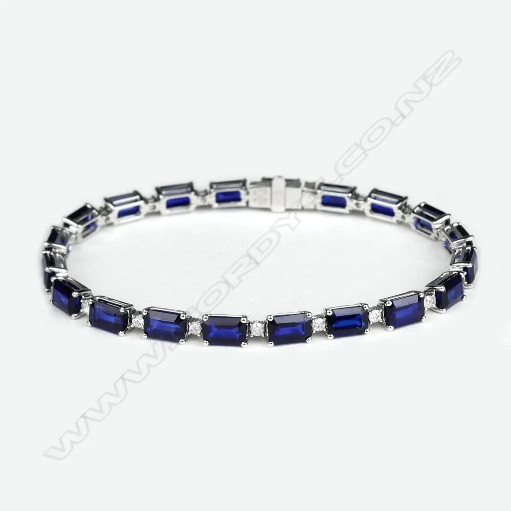 A 14ct white gold sapphire and diamond bracelet Image 1++