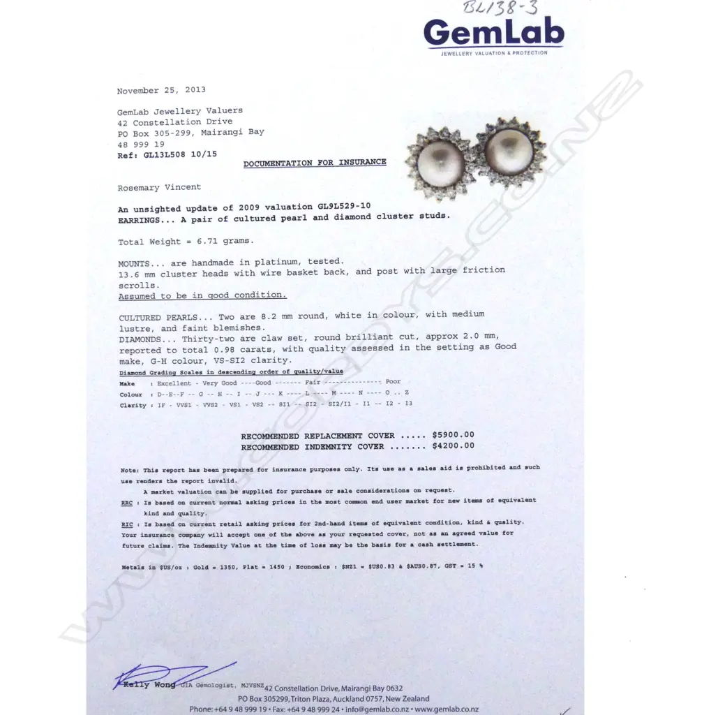 A pair of handmade platinum pearl and diamond cluster stud earrings Image 1++