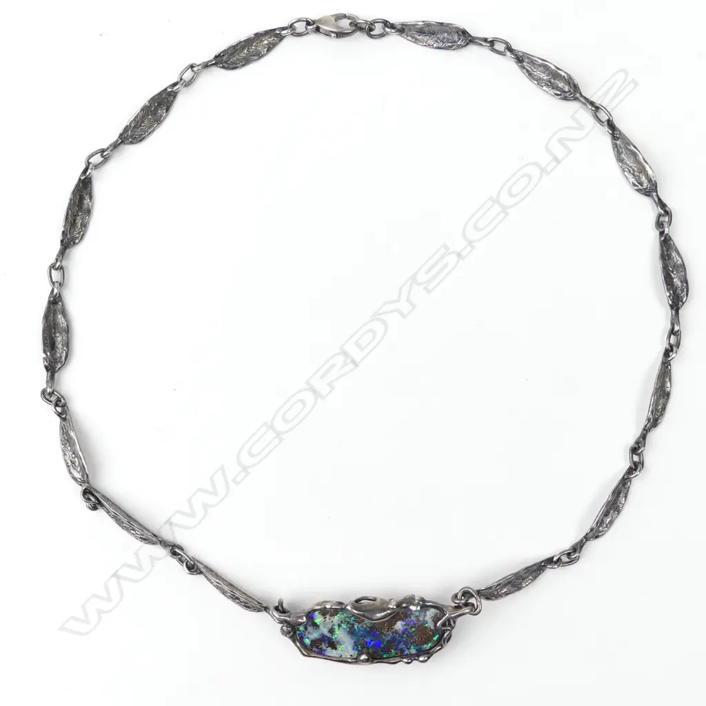 A vintage hand crafted silver and opal necklace Image 1++