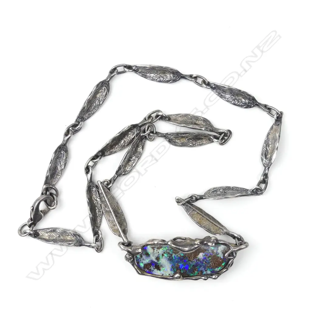 A vintage hand crafted silver and opal necklace Image 1++