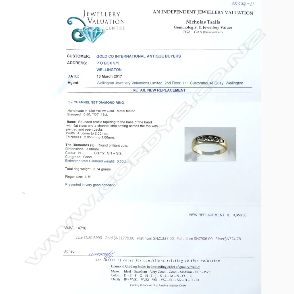 A vintage handmade 18ct. yellow gold and five stone diamond ring Image 1++