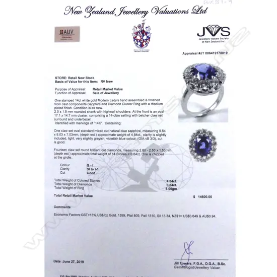A 14ct white gold sapphire and diamond cluster ring