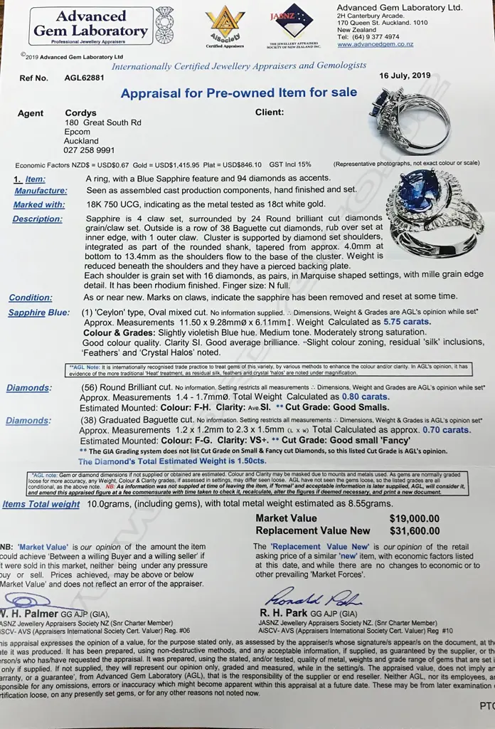 An 18ct white gold sapphire and diamond cluster ring Image 1++