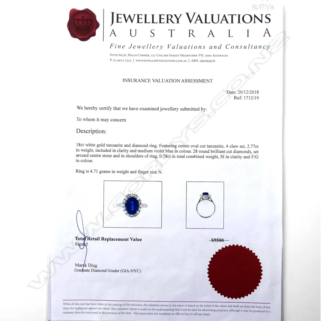 A 18ct white gold tanzanite and diamond ring Image 1++