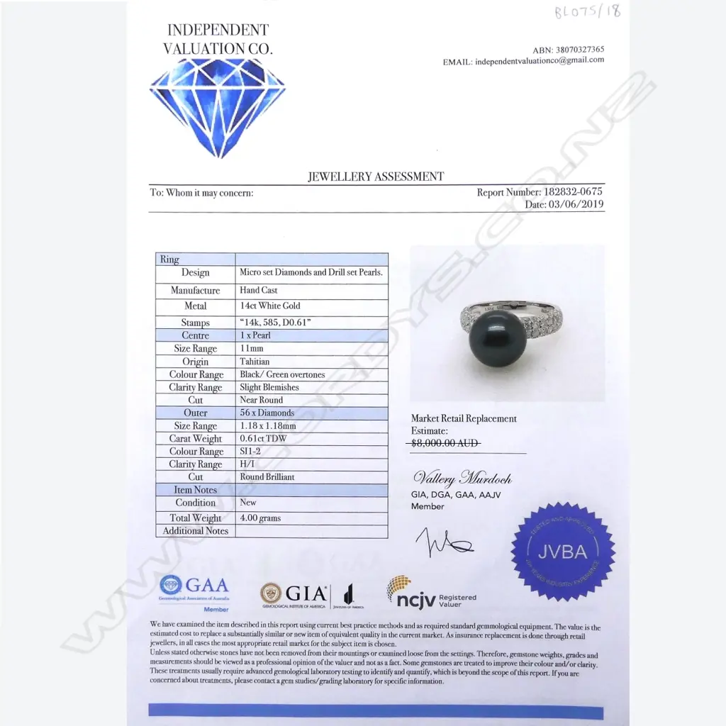 A 14ct white gold Tahitian pearl and diamond ring Image 1++