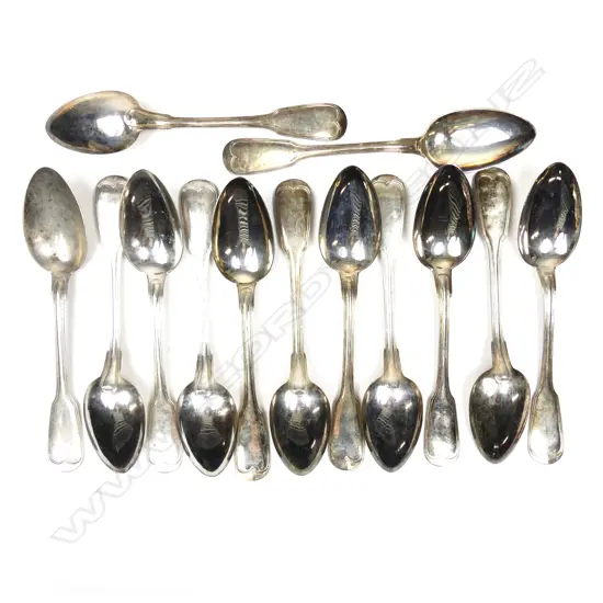 Thirteen German silver tablespoons