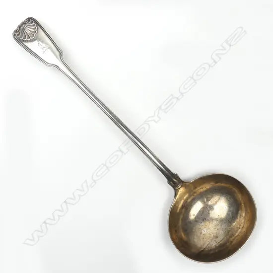 A heavy William IV silver double struck soup ladle