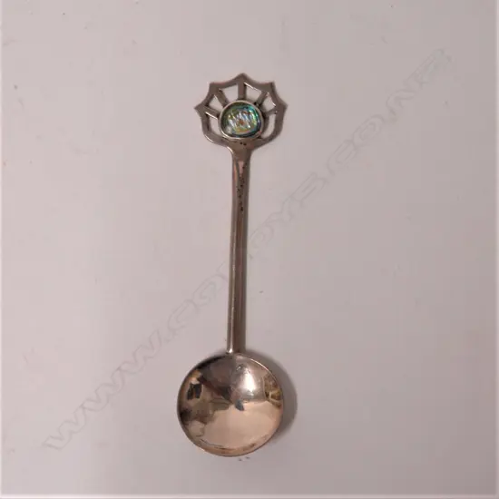 An NZ Arts & Crafts silver and paua spoon by Alfred Charles Atkinson of Wellington