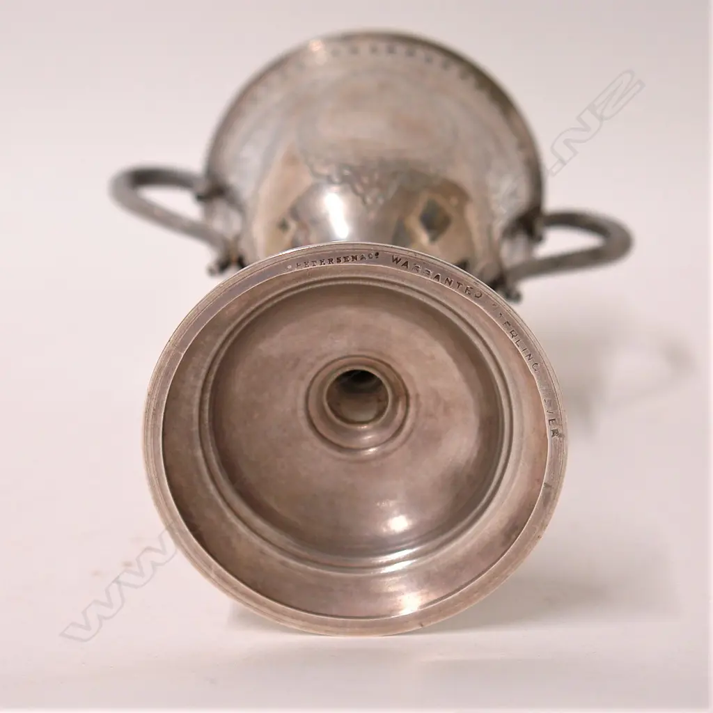 A historical NZ silver presentation cup by Petersen & Co. Image 1++