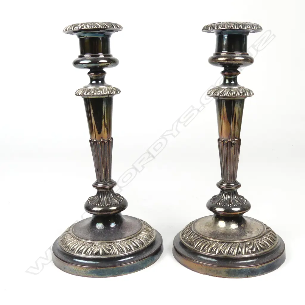 A pair of Old Sheffield Plate candlesticks Image 1++