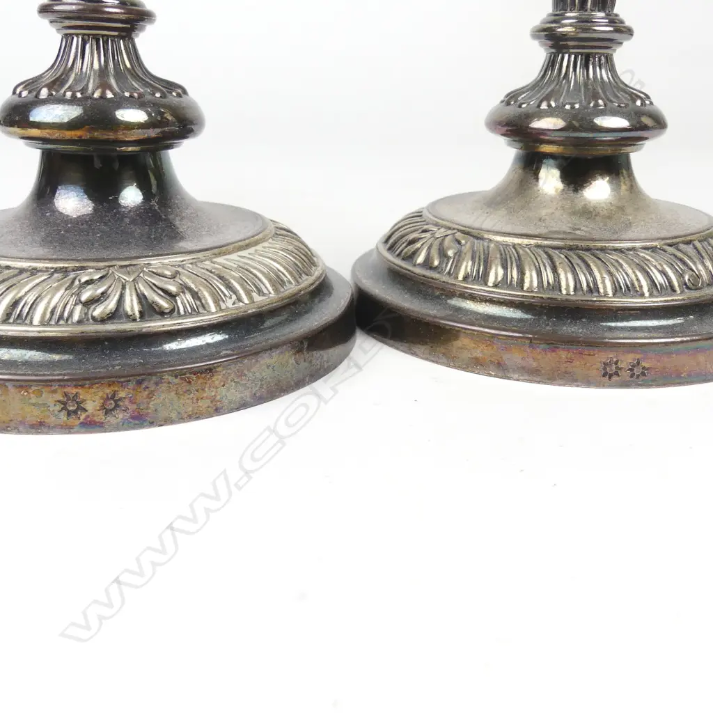 A pair of Old Sheffield Plate candlesticks Image 1++