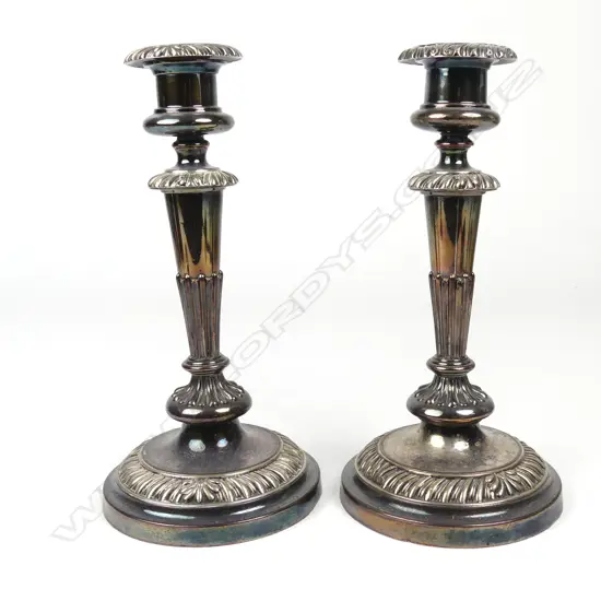 A pair of Old Sheffield Plate candlesticks