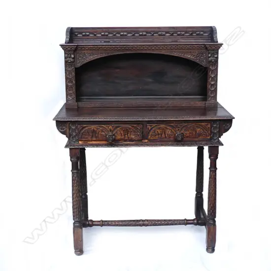 A small oak country carved desk