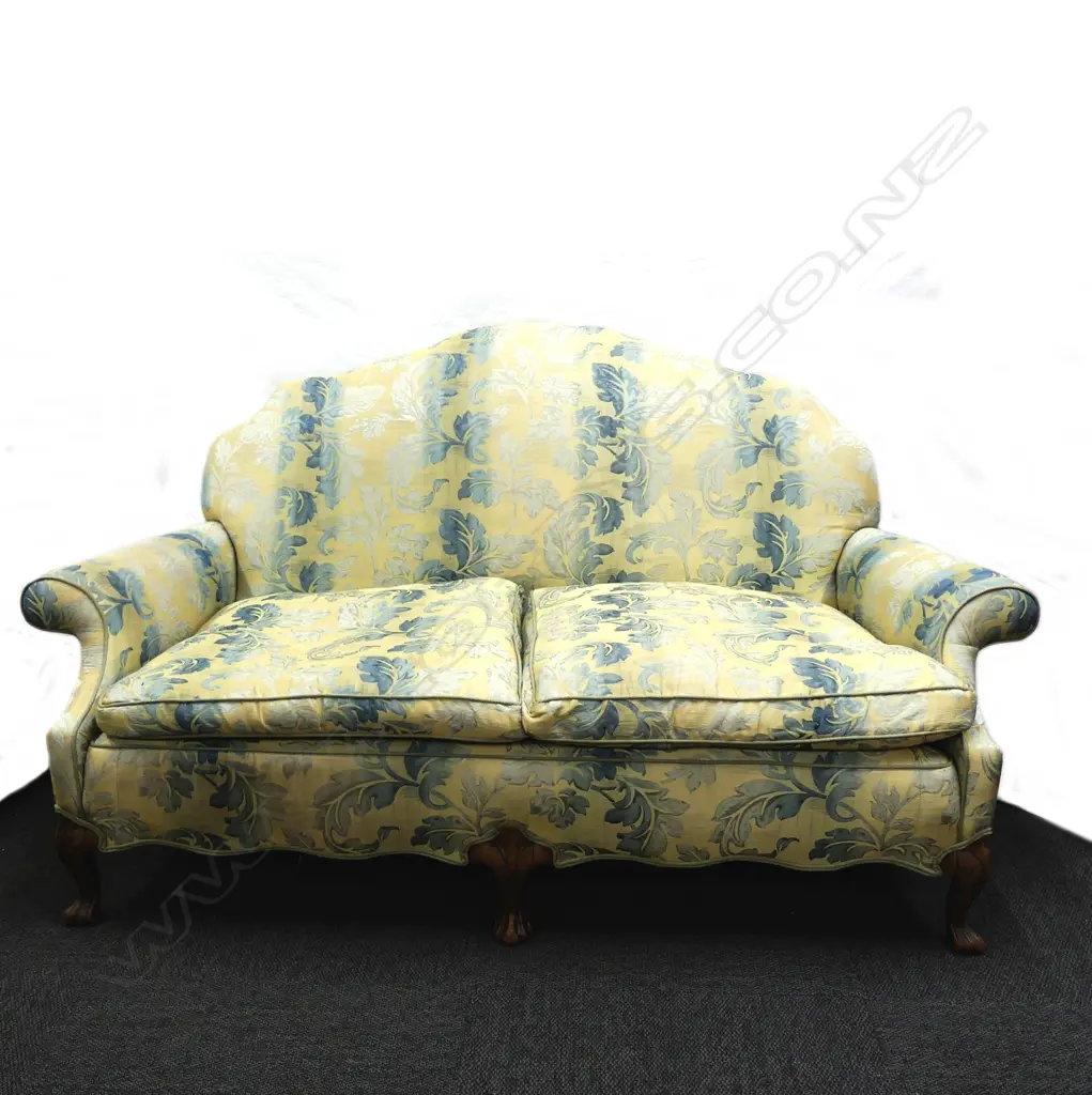 A Georgian style mahogany camel back two-seater sofa Image 1++