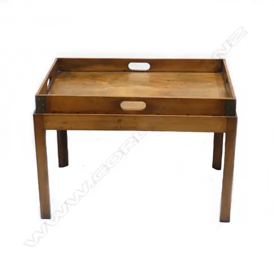 A brass bound mahogany butler's tray