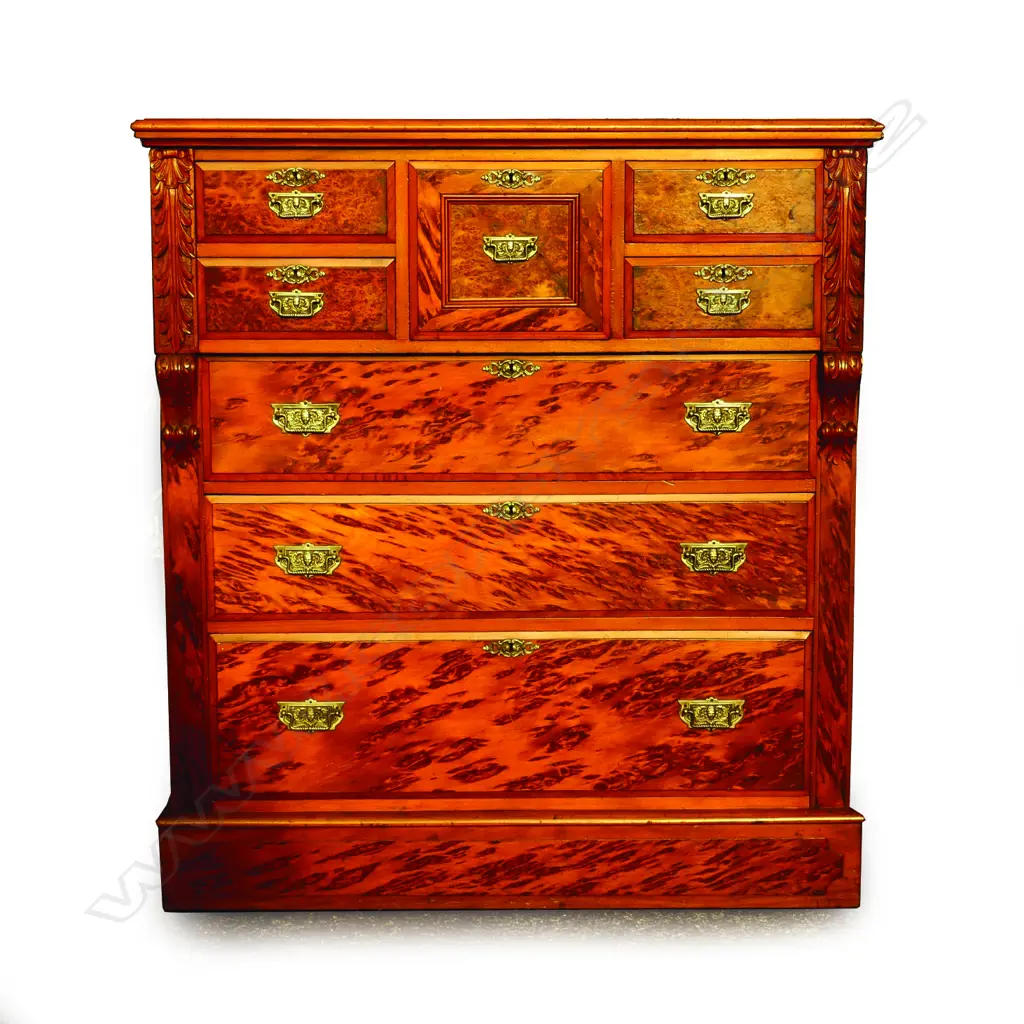 A good N.Z. colonial burr kauri scotch chest Image 1++