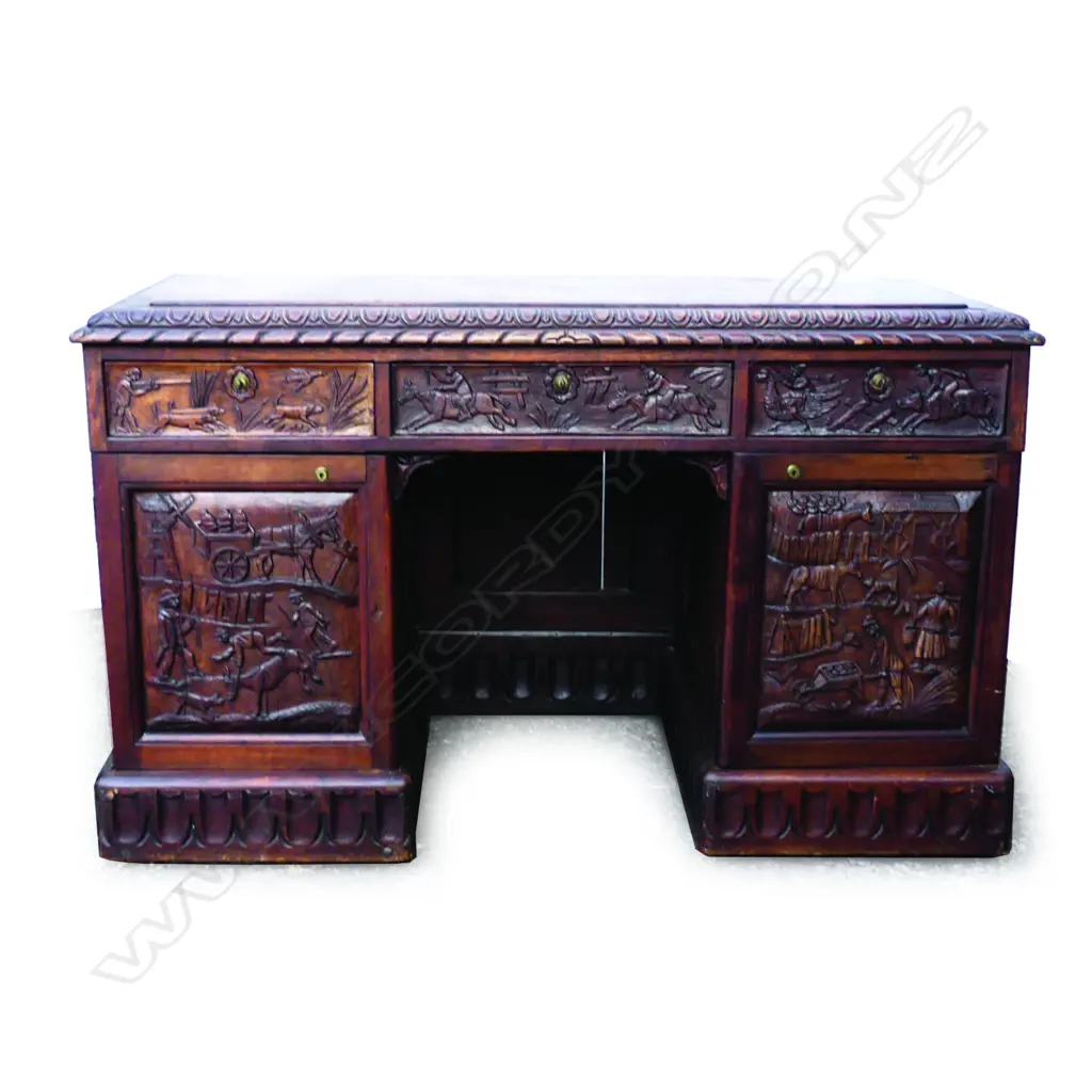 A Continental oak double pedestal desk Image 1++