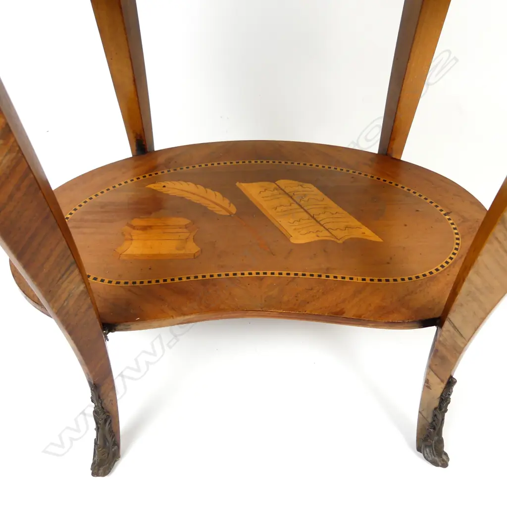 A 20thC French style small marquetry inlaid side table Image 1++