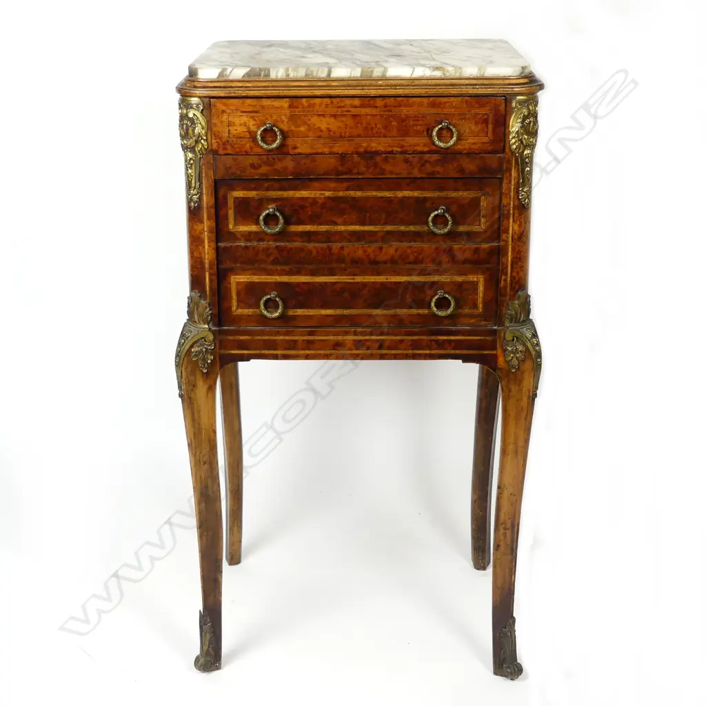 A 19th century French mahogany night cupboard with marble top Image 1++