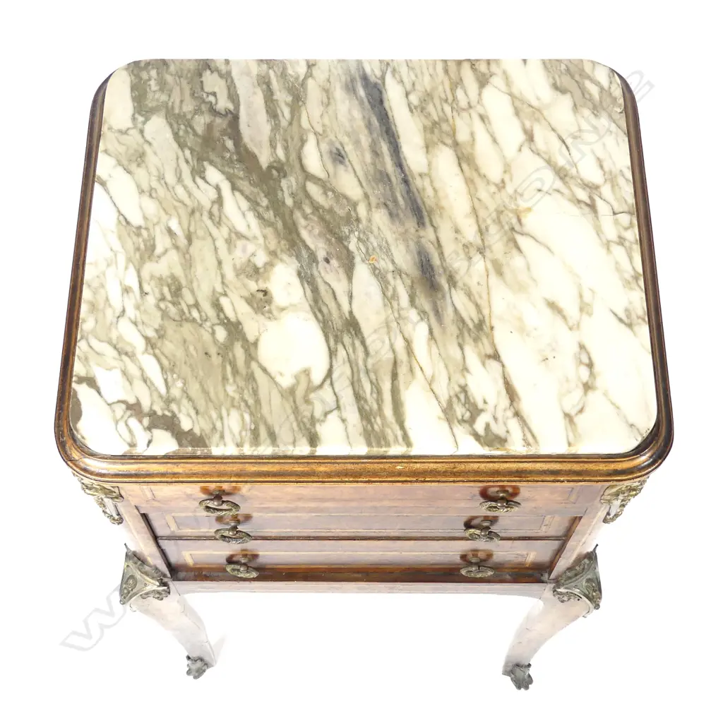 A 19th century French mahogany night cupboard with marble top Image 1++