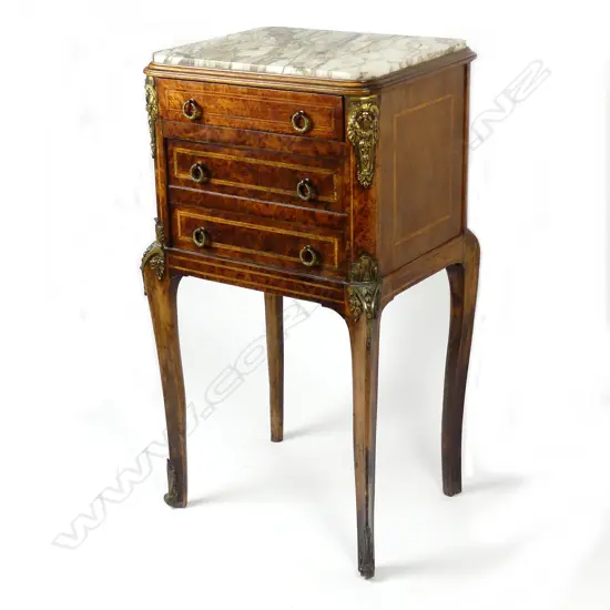 A 19th century French mahogany night cupboard with marble top