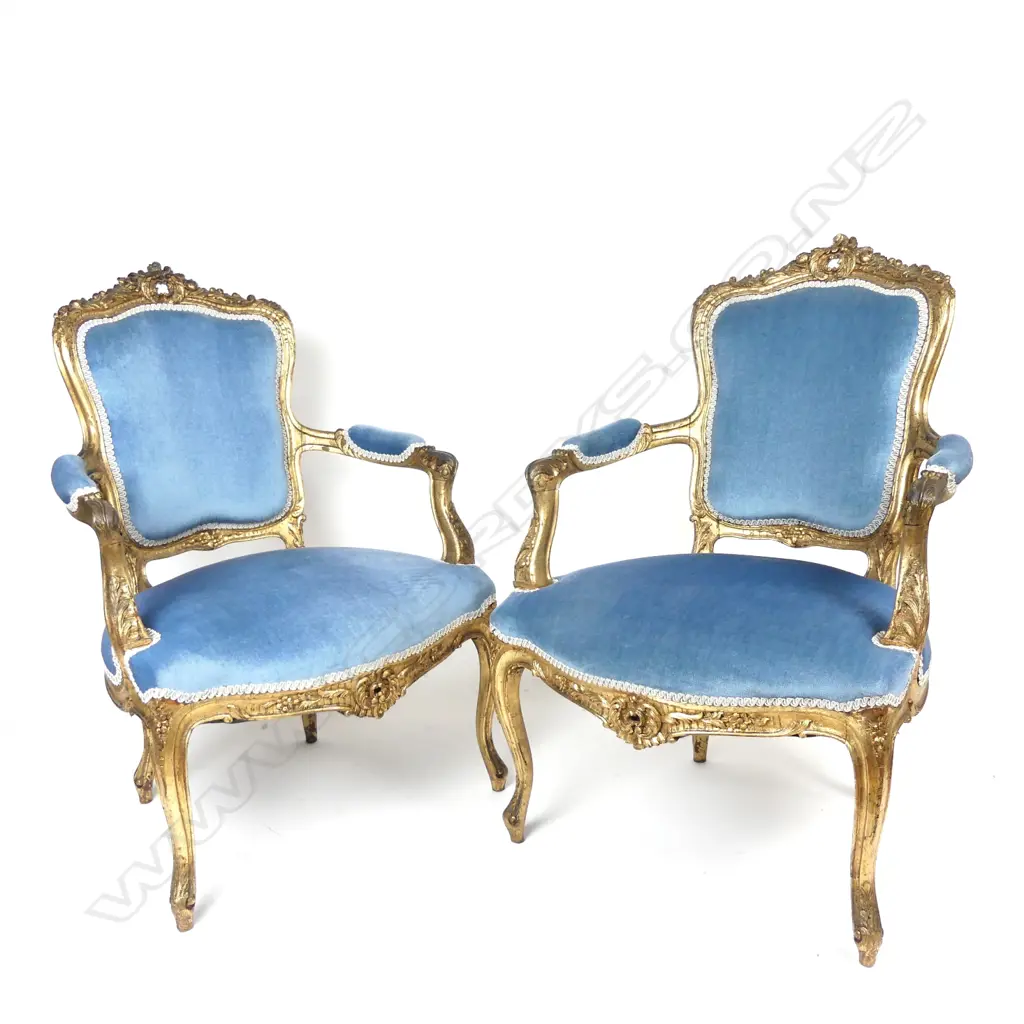 A pair of French Louis XV style fauteuils Image 1++