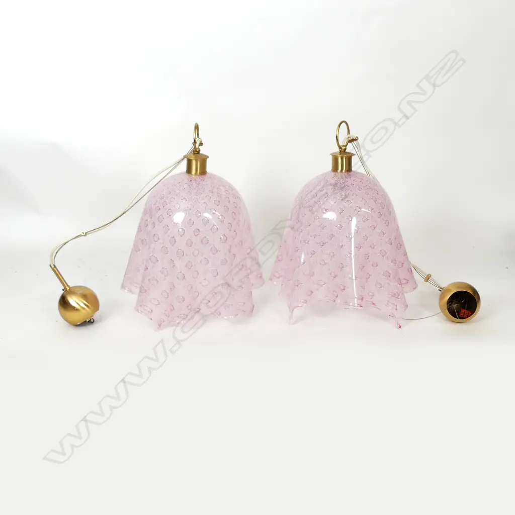 A pair of c.1970 Venetian handkerchief glass hanging ceiling light shades Image 1++