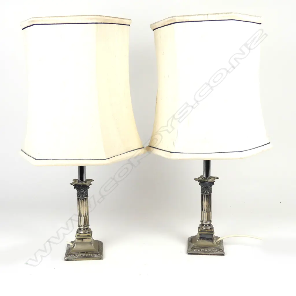 A pair of WMF silver plate Corinthian column table lamps Image 1++