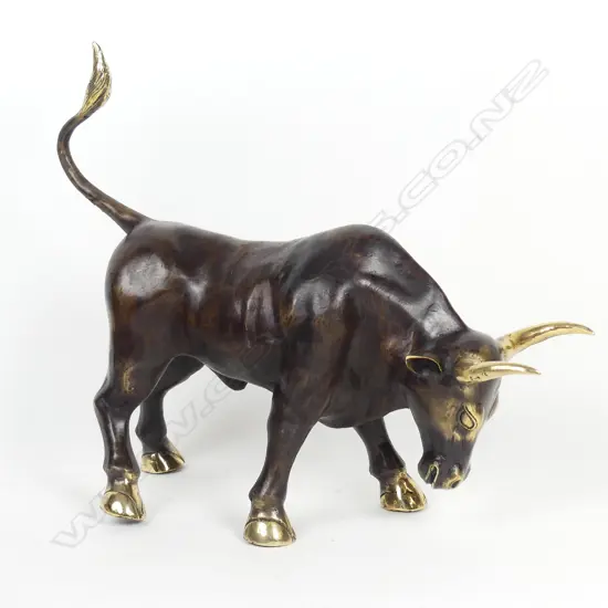 A modern classical figure of a standing bull