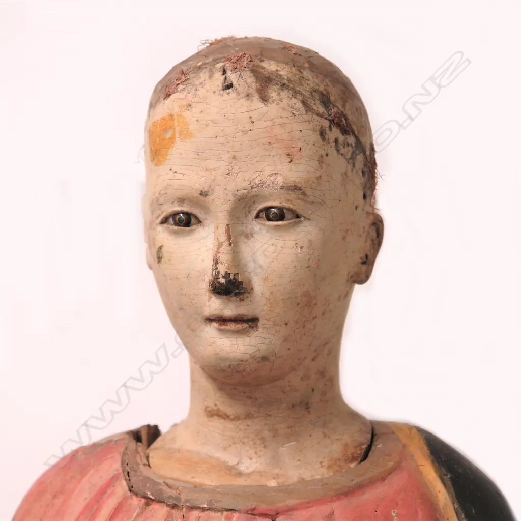 An 18th/19thC painted and carved wood figure of a saint Image 1++