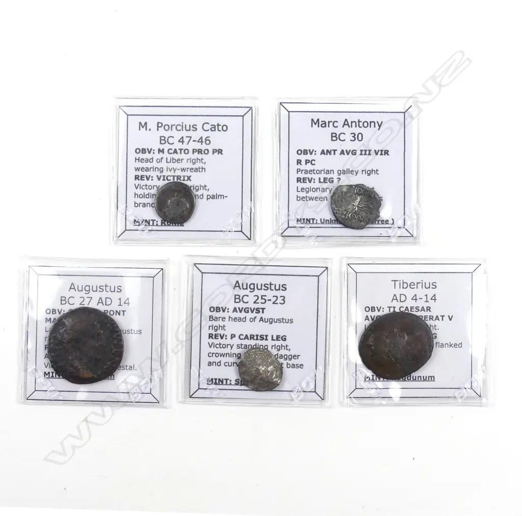 Five early period Roman coins Image 1++