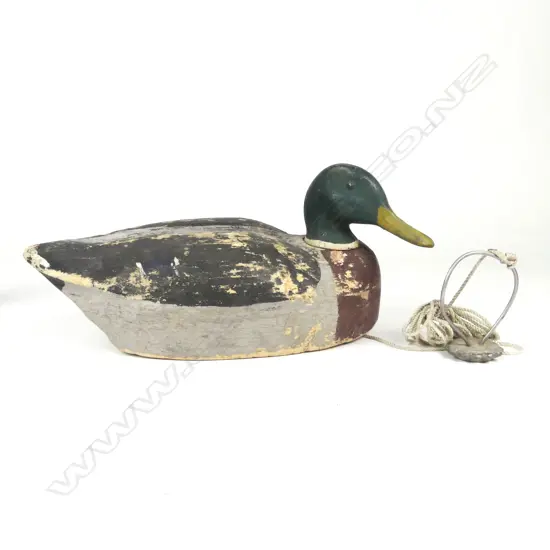 A 14½" wooden drake duck decoy