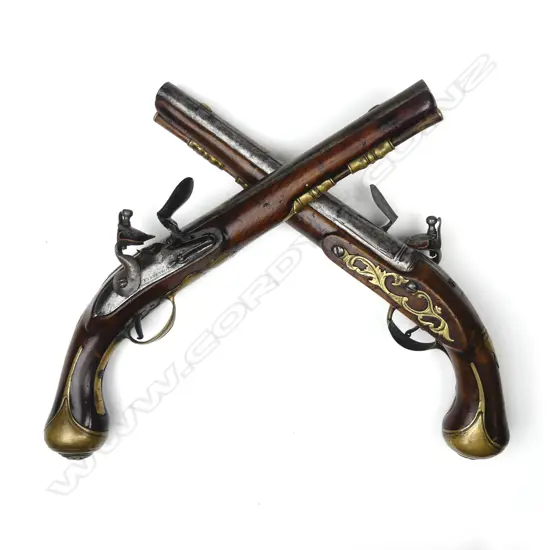 A pair of Irish flintlock coach pistols