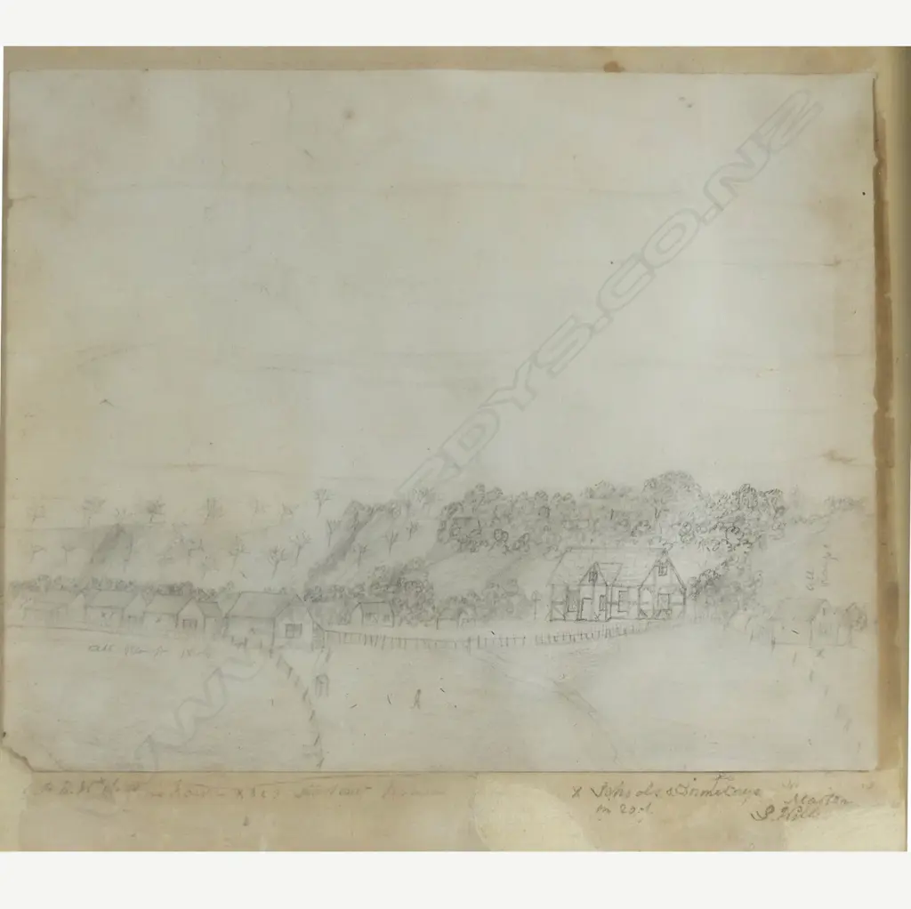 An early colonial pencil sketch on paper Image 1++