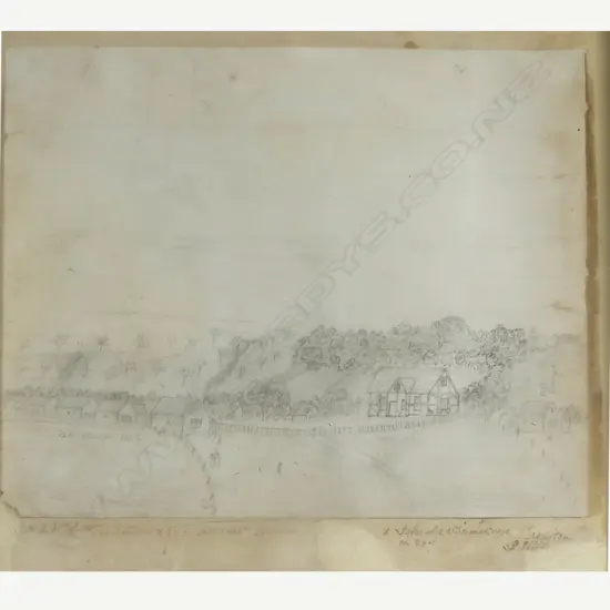 An early colonial pencil sketch on paper