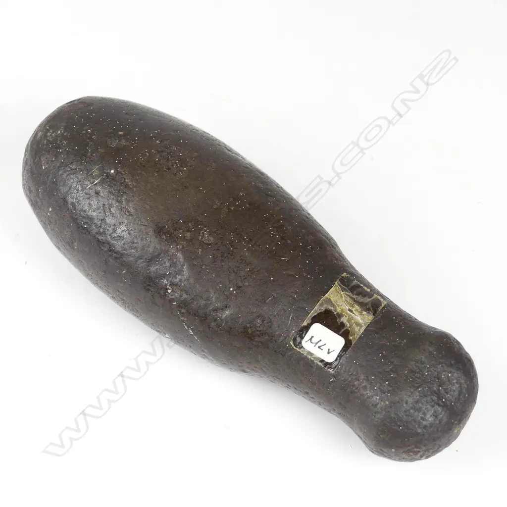 A pre-European Maori patu muka (stone flax pounder) Image 1++