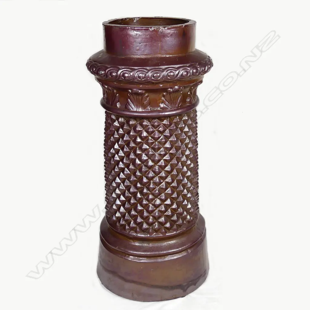 A late 19thC Lambert of Dunedin N.Z. salt glazed 'pineapple' decorated chimney pot Image 1++
