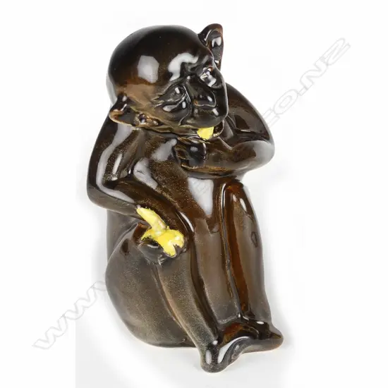 A c.1948-55 Crown Lynn sitting monkey model