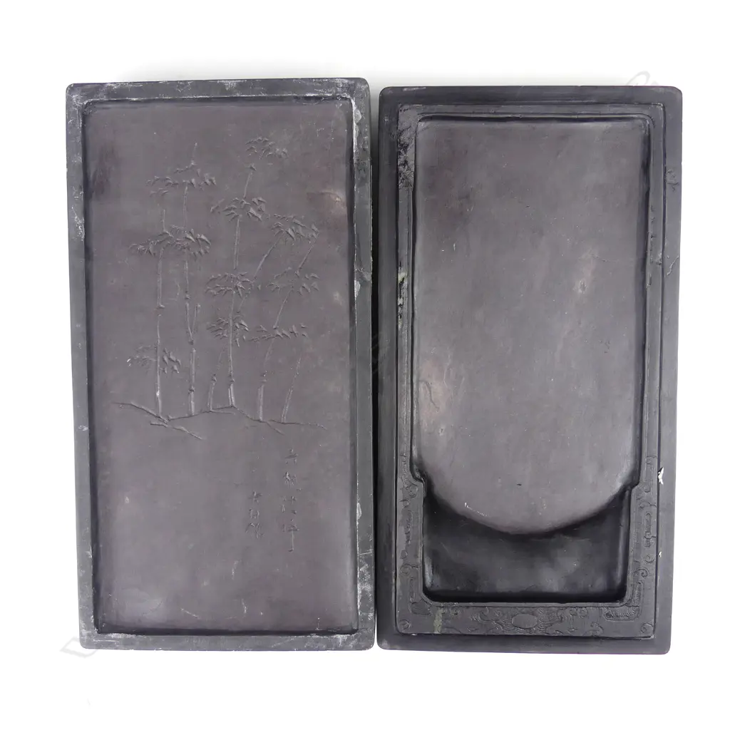 A Chinese dragon decorated rectangular lidded inkstone Image 1++