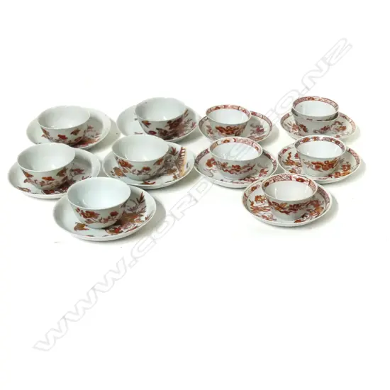 A collection of Chinese porcelain tea bowls and saucers