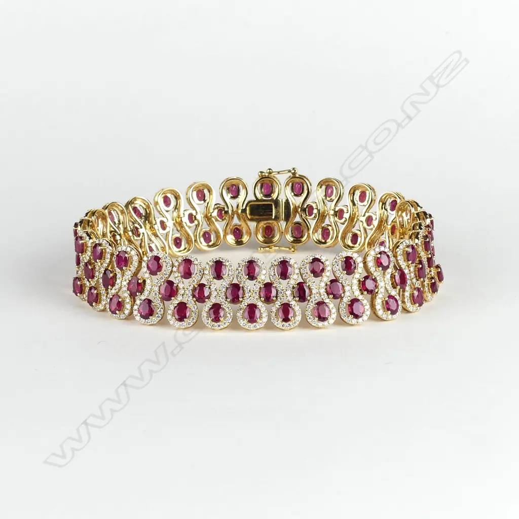 An impressive modern 18ct. yellow gold ruby and diamond bracelet Image 1++