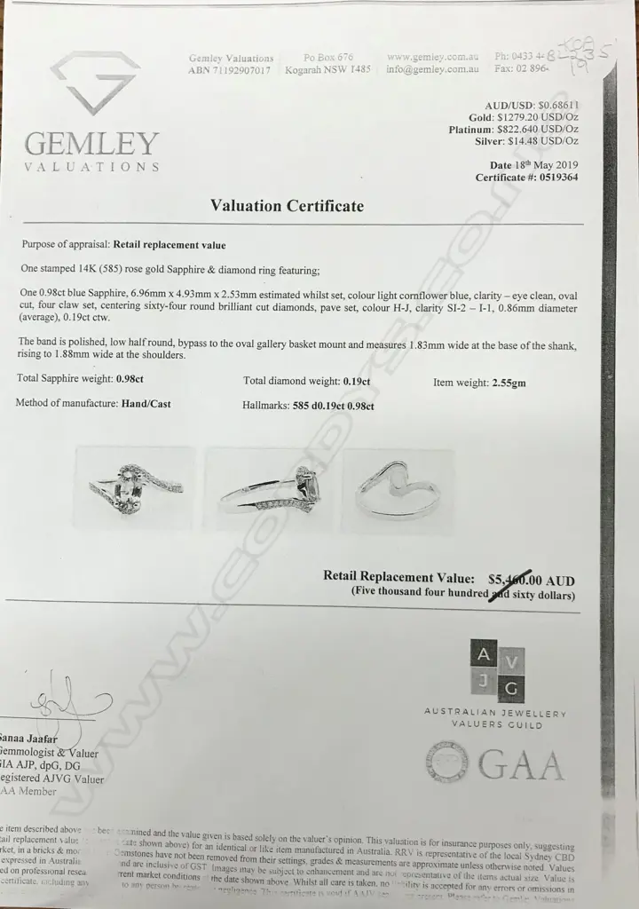 A 14ct rose gold sapphire and diamond ring Image 1++