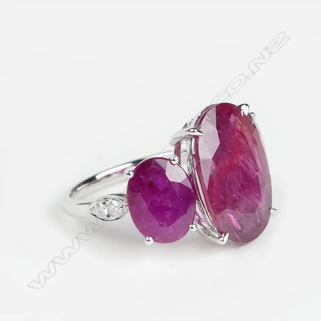 An 18ct white gold ruby and diamond ring Image 1++