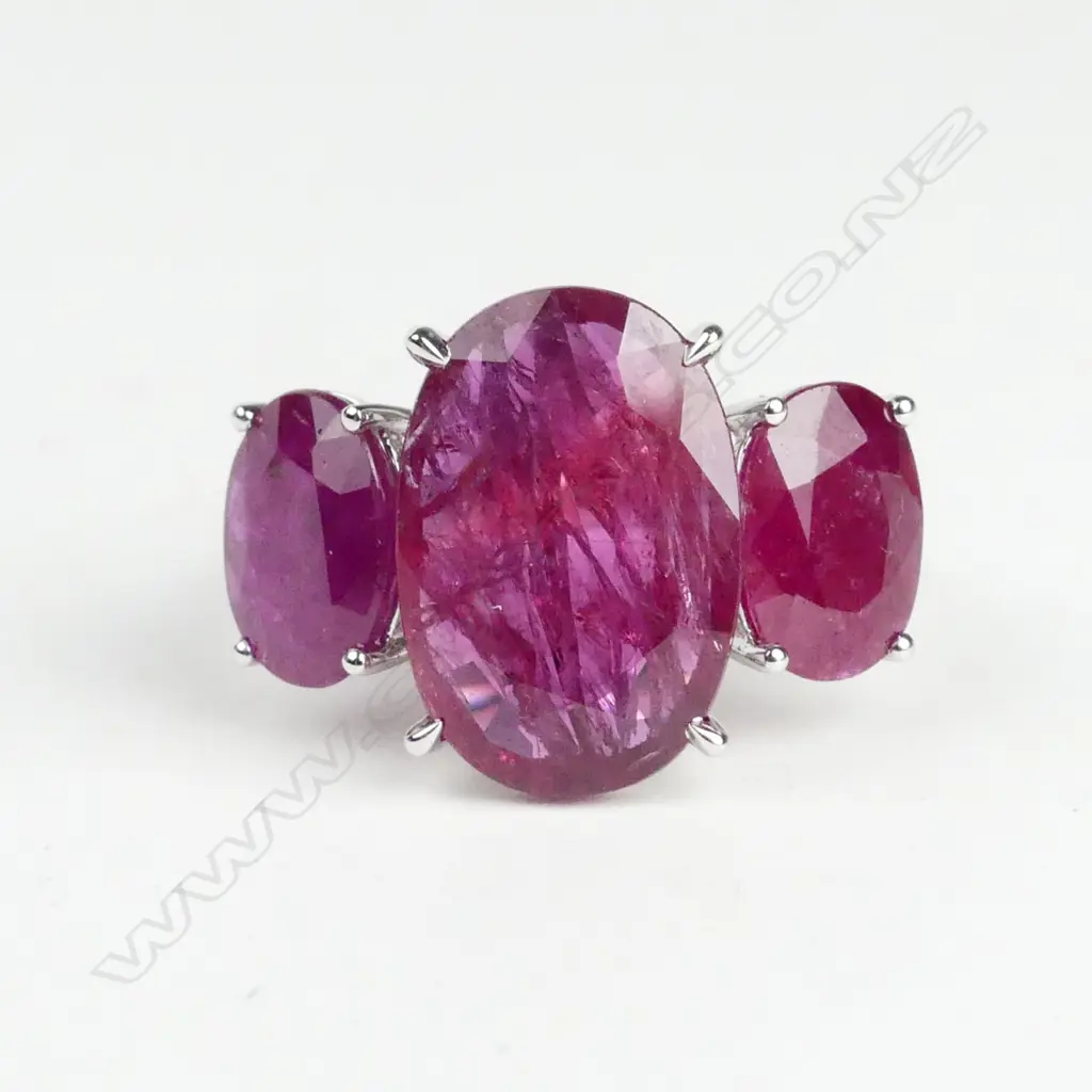 An 18ct white gold ruby and diamond ring Image 1++