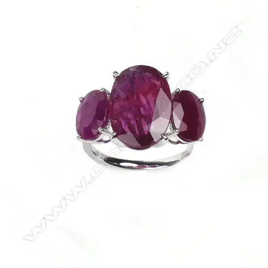 An 18ct white gold ruby and diamond ring