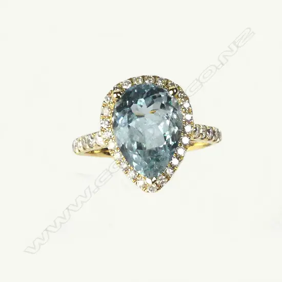 A 14ct gold aquamarine and diamond ring