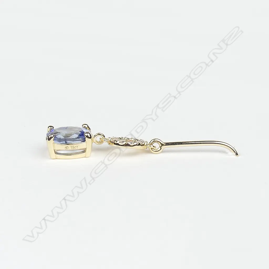 A pair of 14ct gold sapphire and diamond earrings Image 1++