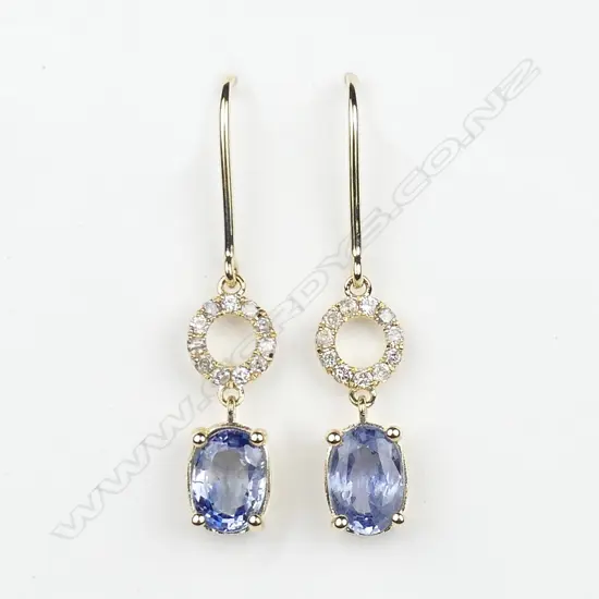 A pair of 14ct gold sapphire and diamond earrings